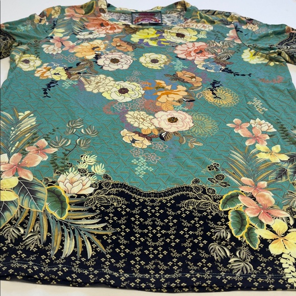 Johnny Was Millay Short Sleeve Crew Neck Tee Bamboo Sz Medium Floral Print - Picture 5 of 7